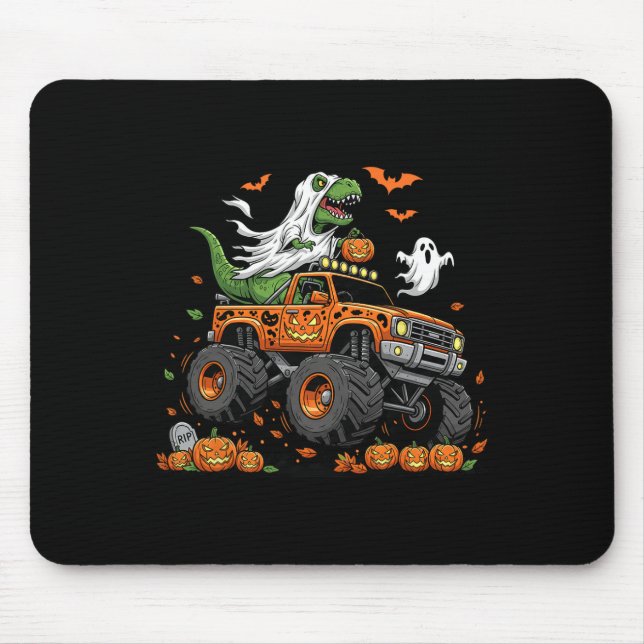 Mousepad Dinosaur T-rex Pilotando Caminhão Monstro Hallowee (Frente)
