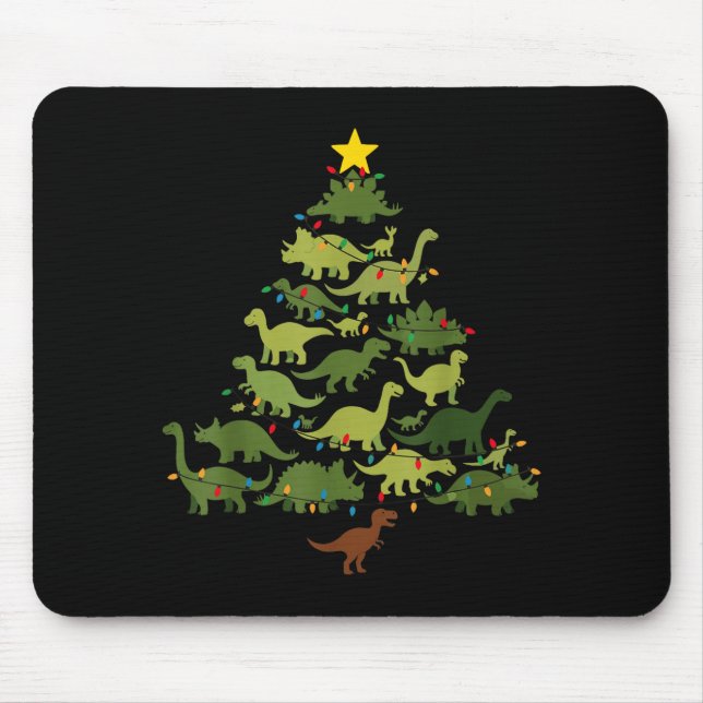 Mousepad Dinosaurs Christmas Tree Merry Dinomas Funny Famil (Frente)