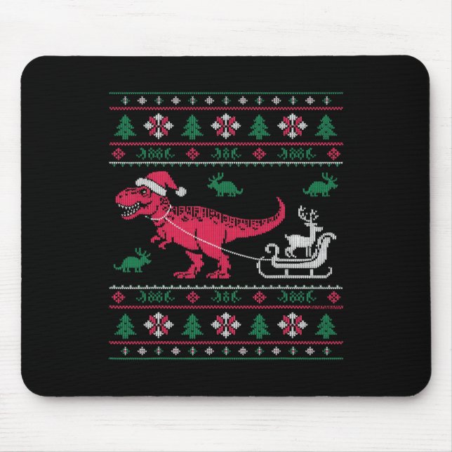 Mousepad Dinossaur Reindeer Sleigh no Natal Feio (Frente)
