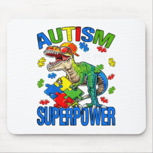 Mousepad Dinossaur Rex Autism É Meu Superpoder Autismo Awar