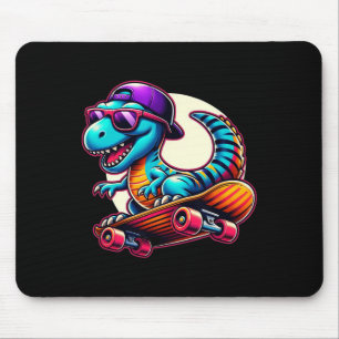 Mousepad Dinossauro Andando de Skate T-rex Engraçado Dino S
