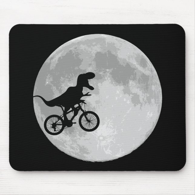 Mousepad Dinossauro em bicicleta no céu com lua (Frente)