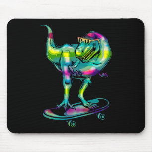 Mousepad Dinossauro Em Skate Patinando Patinador Equipament
