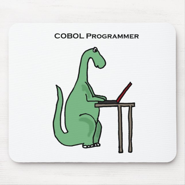 Mousepad Dinossauro engraçado do programador de COBOL (Frente)