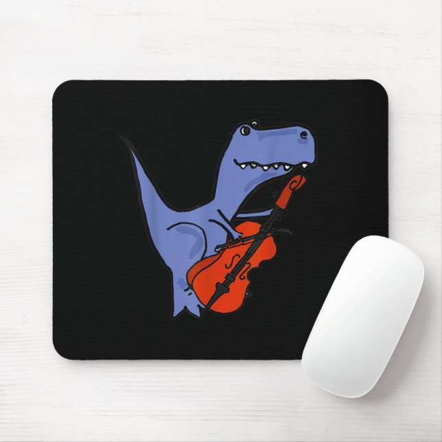 Mousepad Dinossauro Engraçado Jogando Cello (Com mouse)