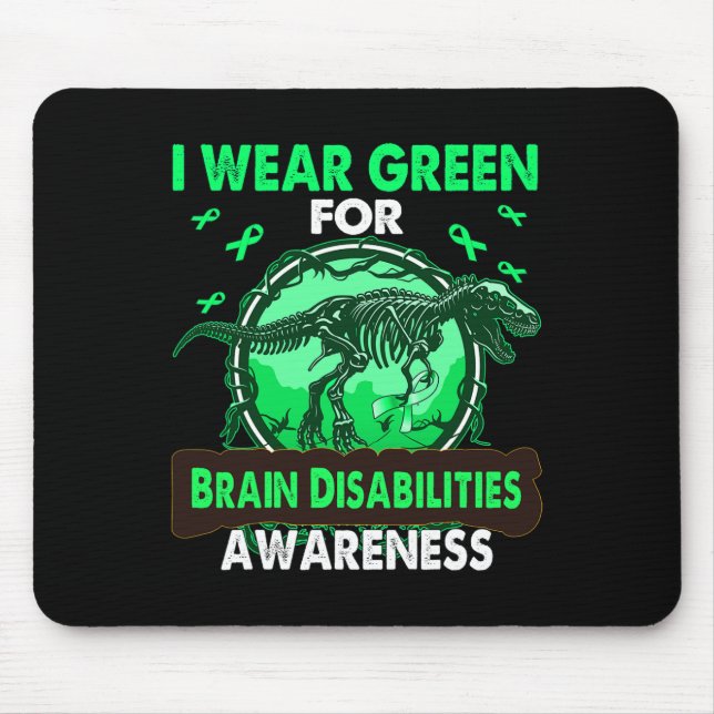 Mousepad Dinossauro Eu Visto Verde Para Deficientes CÉREBRO (Frente)