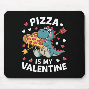 Mousepad Dinossauro Fofo Segurando Pizza Para Um Dia Dos Na