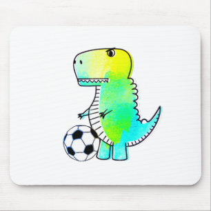Mousepad Dinossauro Gelado Adora Futebol Aquarela