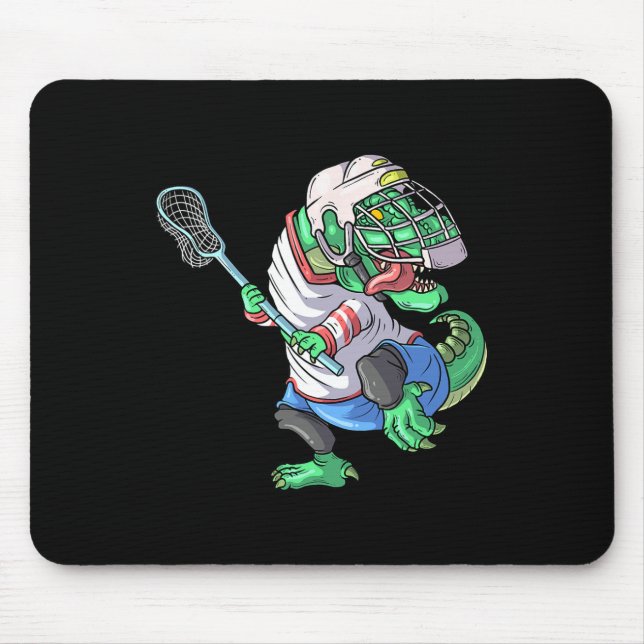 Mousepad Dinossauro Lacrosse T Rex Com Bastão De Lacrosse E (Frente)