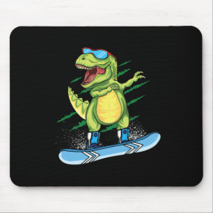 Mousepad Dinossauro Legal Esquiando Snowboard Dabbing T Rex