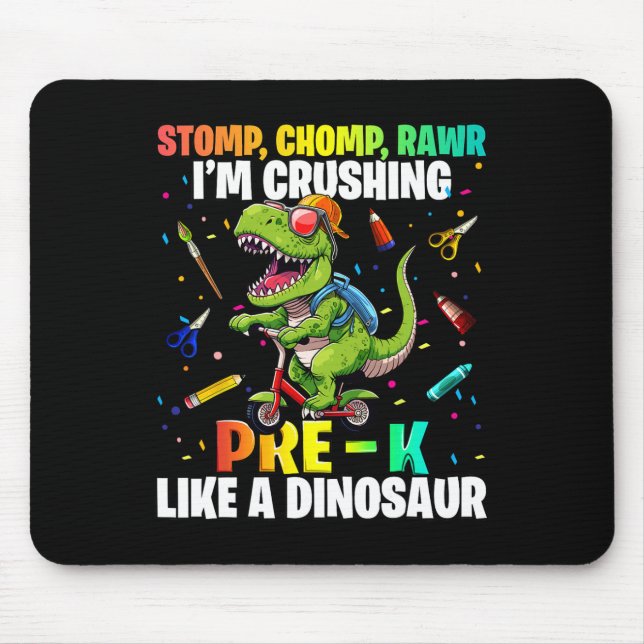 Mousepad Dinossauro Pré-K de Volta à Escola Primeiro Dia da (Frente)