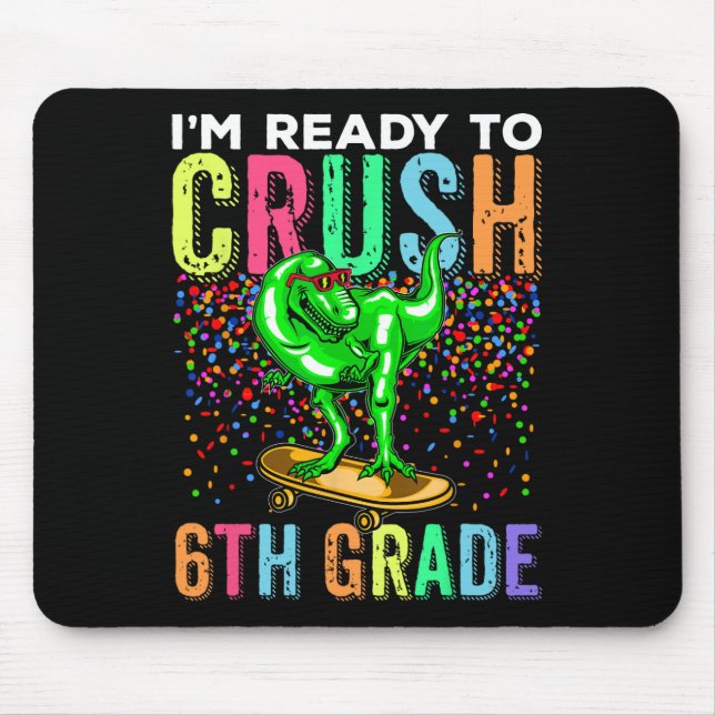 Mousepad Dinossauro Primeiro Dia De Aula 6º Ano Skate (Frente)