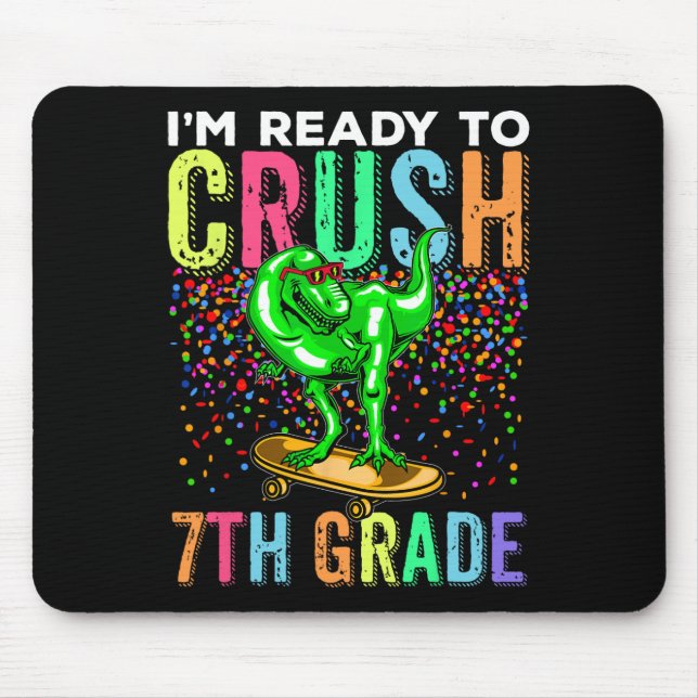 Mousepad Dinossauro Primeiro Dia De Aula 7º ano Skate (Frente)