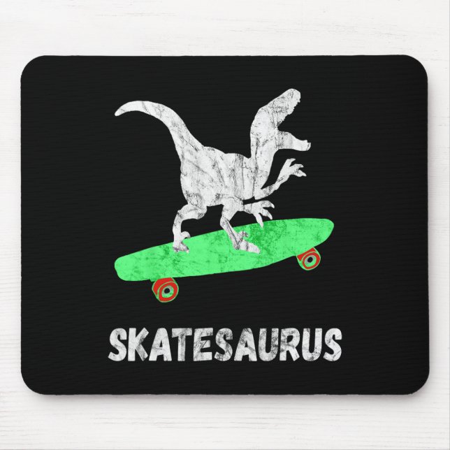 Mousepad Dinossauro Skate Skateboard T-rex Engraçado Skat (Frente)