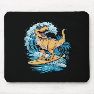 Mousepad Dinossauro Surfista na Praia T-rex 