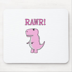 Mousepad Dinossauro T-Rex, Cartoon Rosa, Bonito E Irritado