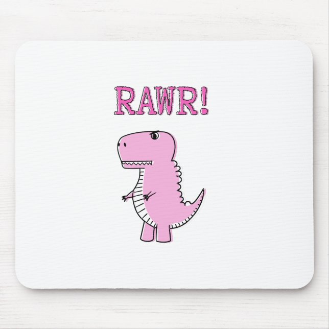 Mousepad Dinossauro T-Rex, Cartoon Rosa, Bonito E Irritado (Frente)