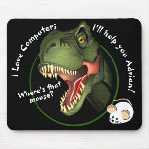 Mousepad Dinossauro T-Rex Personalizado e Rato Pequeno