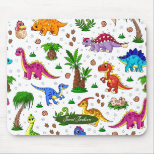 Mousepad Dinossauro Verde Azul Colorido Bonito