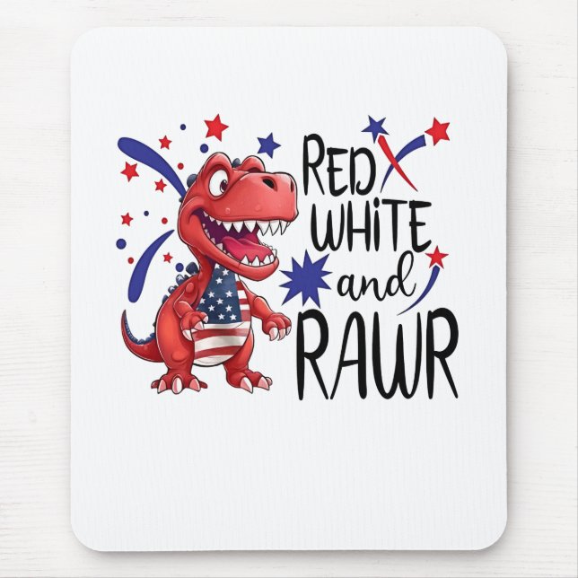 Mousepad Dinossauro Vermelho Branco Ocidental (Frente)