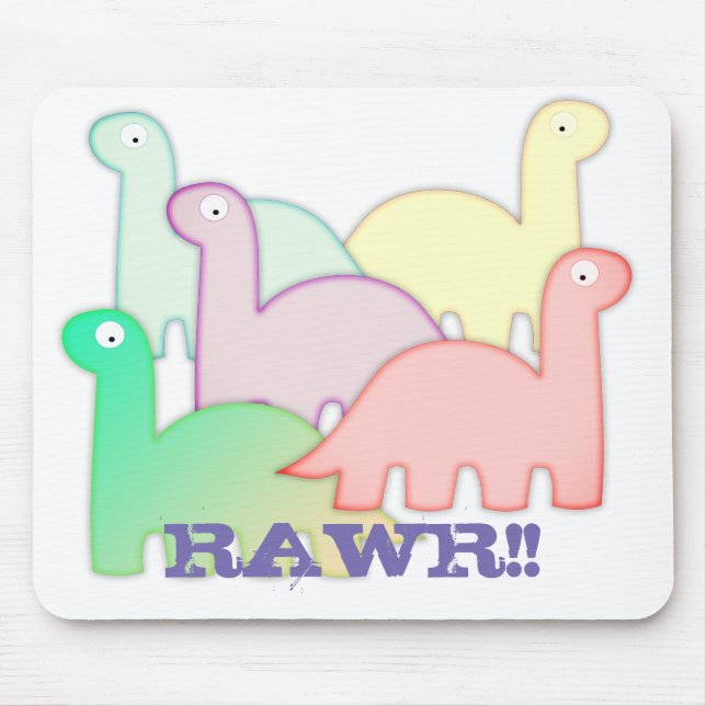 Mousepad Dinossauros Cachorros Pastel Coloridos (Frente)