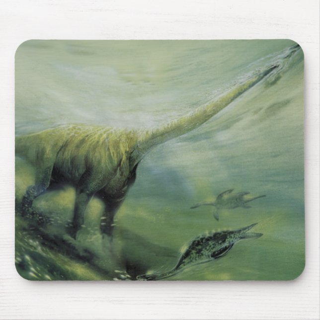 Mousepad Dinossauros Vintage, Brachiosaurus Nadando no Ocea (Frente)
