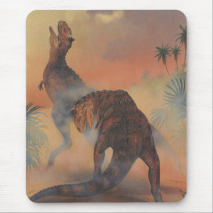 Mousepad Dinossauros Vintage, Carnotaurus Rugindo na Selva