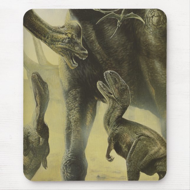 Mousepad Dinossauros Vintage, Torvosaurus e Brachiosaurus (Frente)