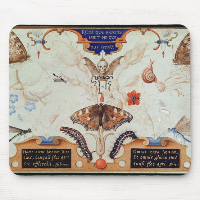 Mousepad Diptych com flores e insetos, 1591 (Frente)