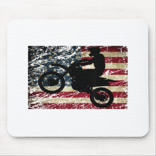 Mousepad Dirt Bike USA Flag T-Shirt Motocross American Flag