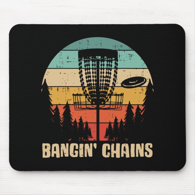 Mousepad Disc Golf Bangin Chains Retro Frisbee Golfer Frolf (Frente)