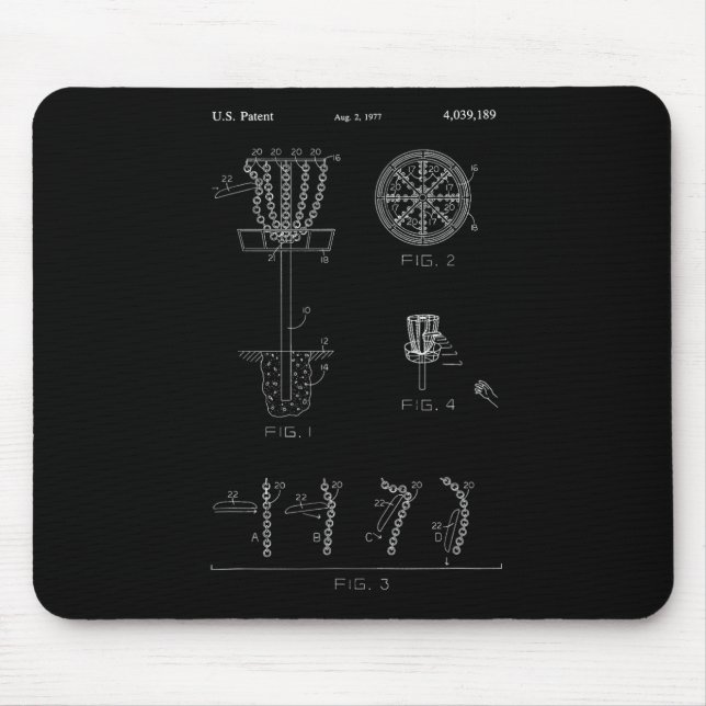 Mousepad Disc Golf Basket Target Patent Design - Frolf  (Frente)