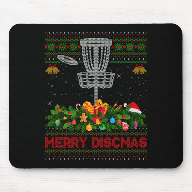 Mousepad Disc Golf Christmas Pajamas Ugly Xmas Sweaters Mer (Frente)