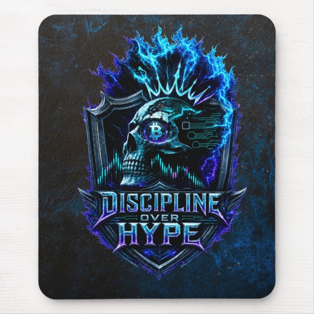 Mousepad Disciplina Sobre Hype Blue Grunge Bitcoin  (Frente)