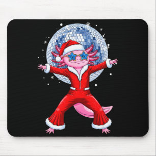 Mousepad Disco Axolotl Natal Fato de Papai Noel Engraçado F