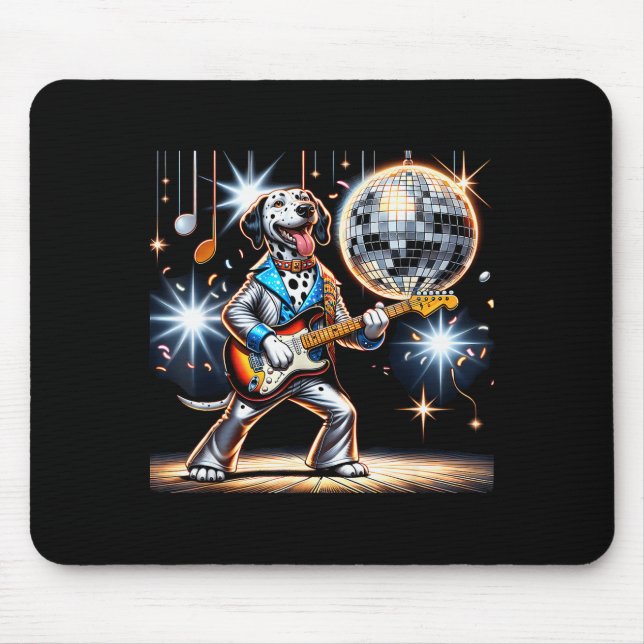 Mousepad Disco Ball Guitar Dalmatian Dog Men Women Kids  (Frente)