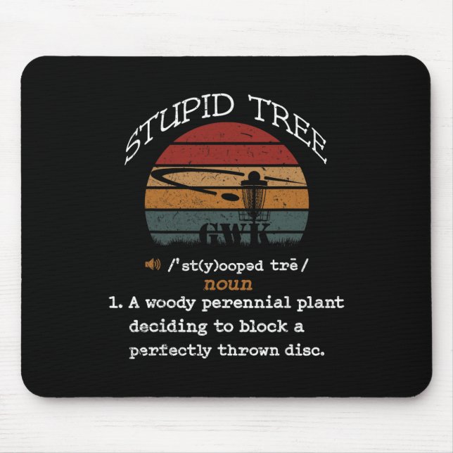 Mousepad Disco de Golfe Árvore Estúpida Engraçado Retro Vin (Frente)