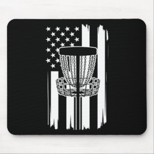Mousepad Disco de golfe jogador bandeira patriótica EUA _