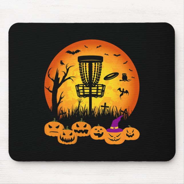 Mousepad Disco de Golfe Retro Halloween Cemitério Assustado (Frente)