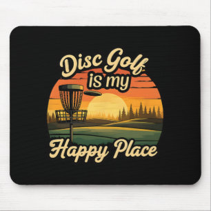 Mousepad Disco Golfe Meu Lugar Feliz Pôr do Sol Jogador Fro