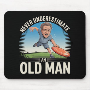 Mousepad Disco Golfe Velho Homem Engraçado Avô Frisbee Golf