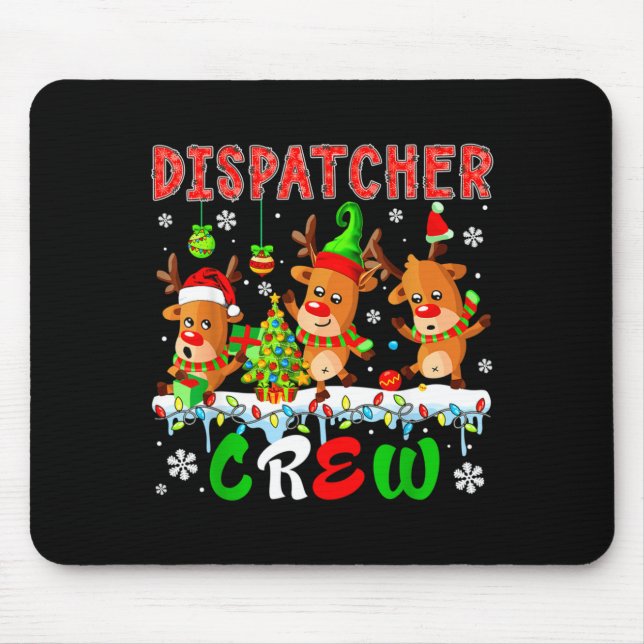 Mousepad Dispatcher Crew Three Cute Santa Elf Reindeers Xma (Frente)