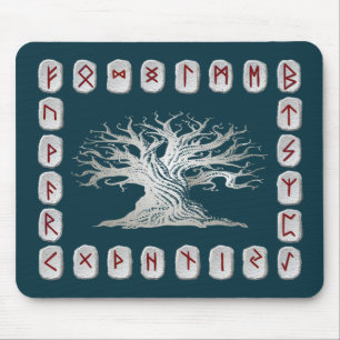 Mousepad Disposição do Rune com árvore do mundo
