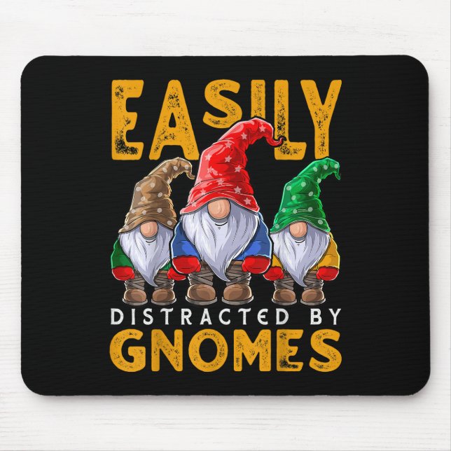 Mousepad Distraído facilmente por Gnomos Gardening Gnomo Ha (Frente)