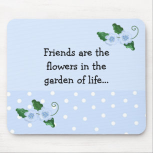 Mousepad Dito de Amizade com Flores Azuis