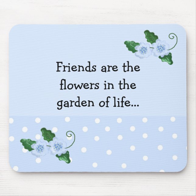 Mousepad Dito de Amizade com Flores Azuis (Frente)