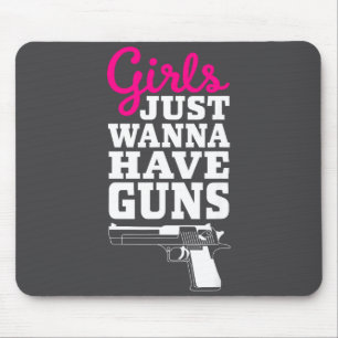 Mousepad Dito engraçado retrô de arma - Garotas só precisam