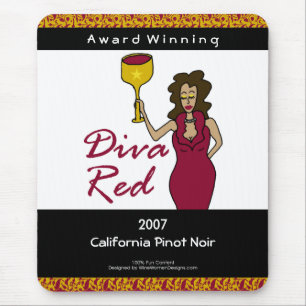 Mousepad Diva do vinho, etiqueta feita sob encomenda