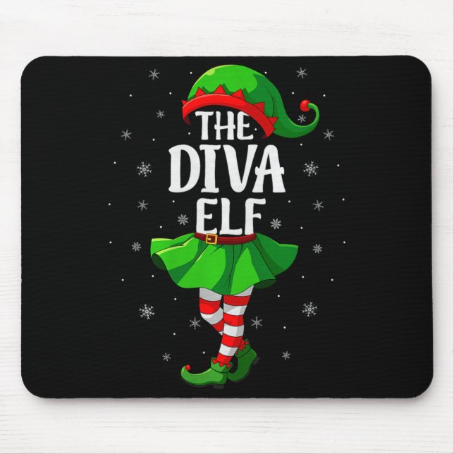 Mousepad Diva Elf Christmas Girls Women Elf Squad Xmas Fami (Frente)