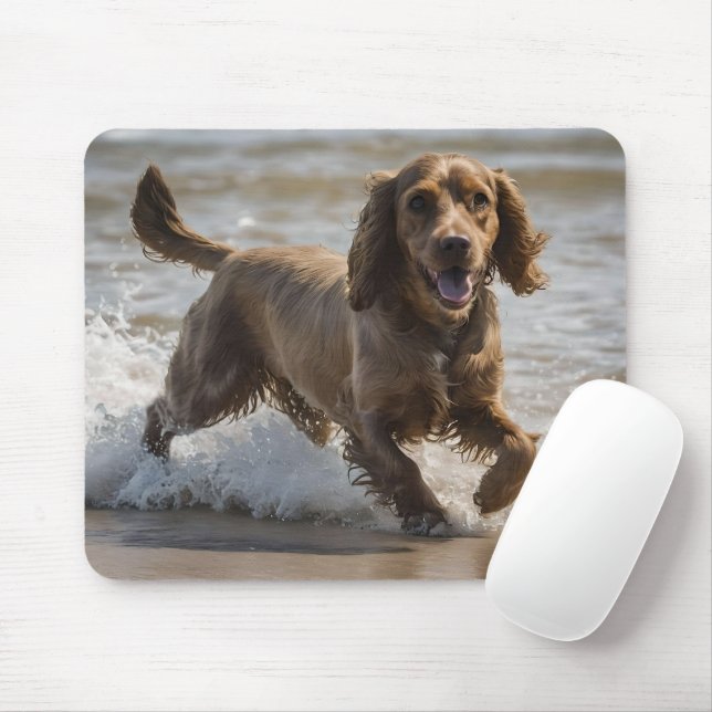 Mousepad "Diversão à beira-mar: Cocker Spaniel em Tocar no  (Com mouse)
